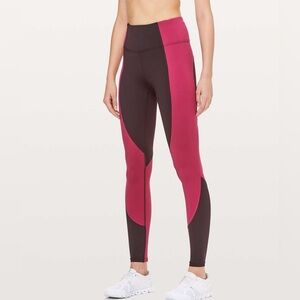 Lululemon Wake & Train Color Block High-Waisted Leggings